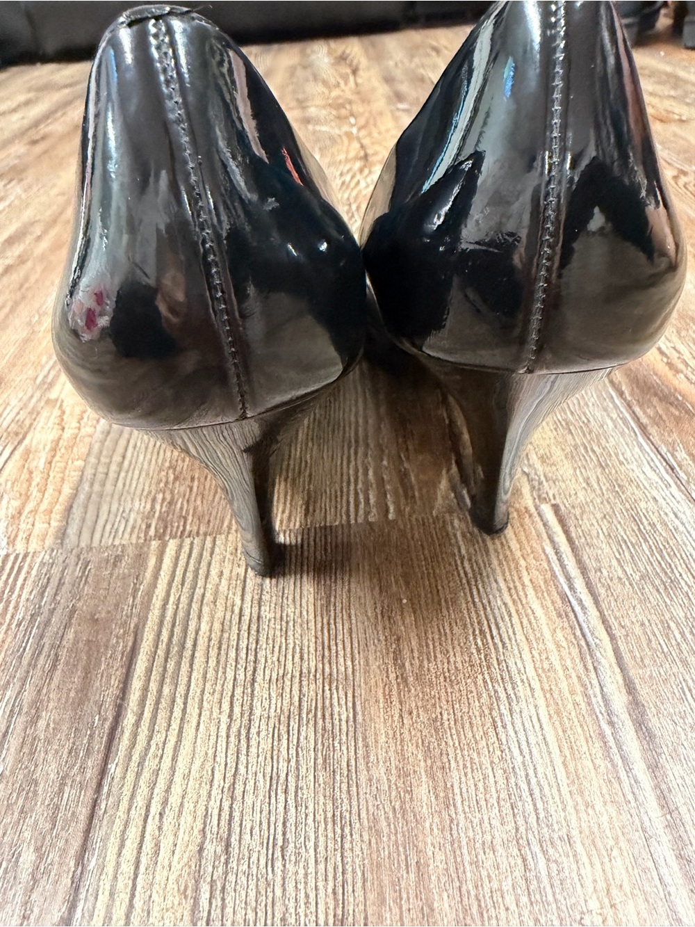 Vintage Franco Sarto black patent leather peep toe kitten heels - Picture 4 of 7